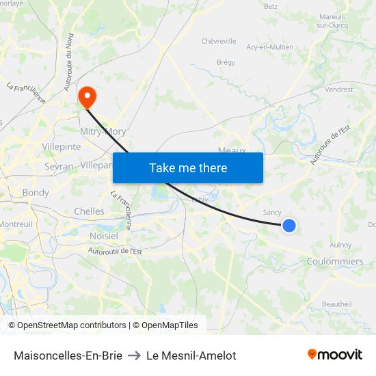 Maisoncelles-En-Brie to Le Mesnil-Amelot map