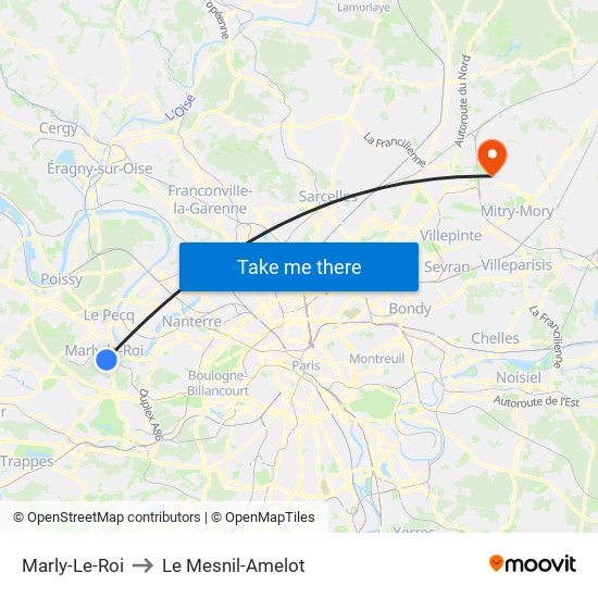 Marly-Le-Roi to Le Mesnil-Amelot map