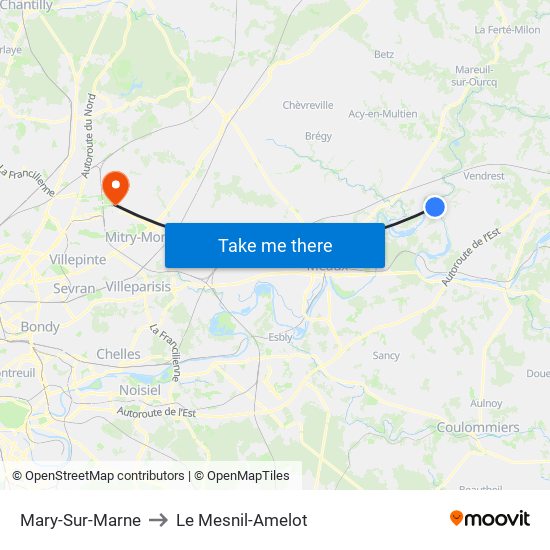Mary-Sur-Marne to Le Mesnil-Amelot map