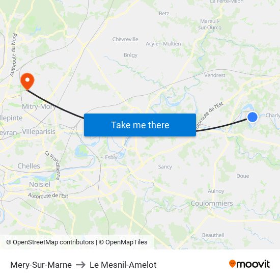 Mery-Sur-Marne to Le Mesnil-Amelot map