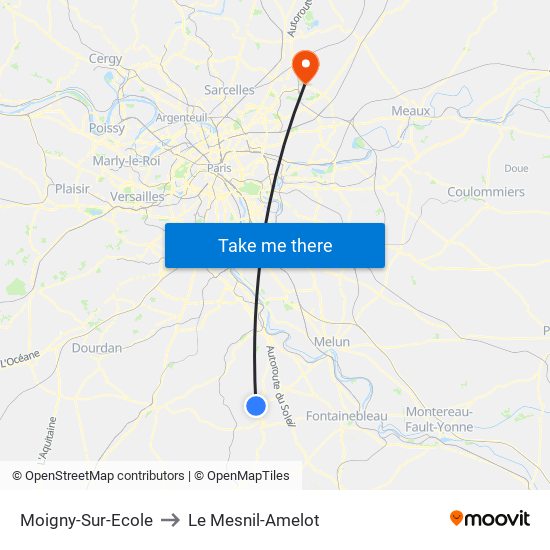 Moigny-Sur-Ecole to Le Mesnil-Amelot map