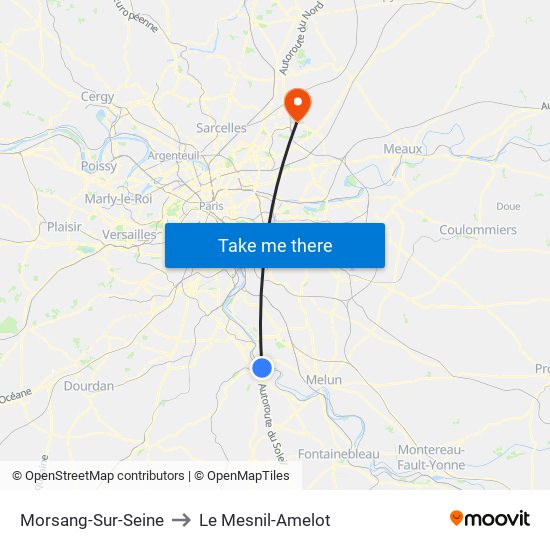 Morsang-Sur-Seine to Le Mesnil-Amelot map