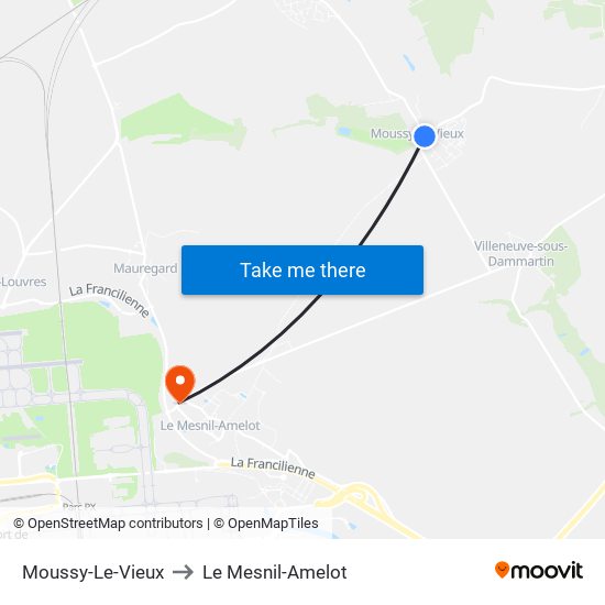Moussy-Le-Vieux to Le Mesnil-Amelot map