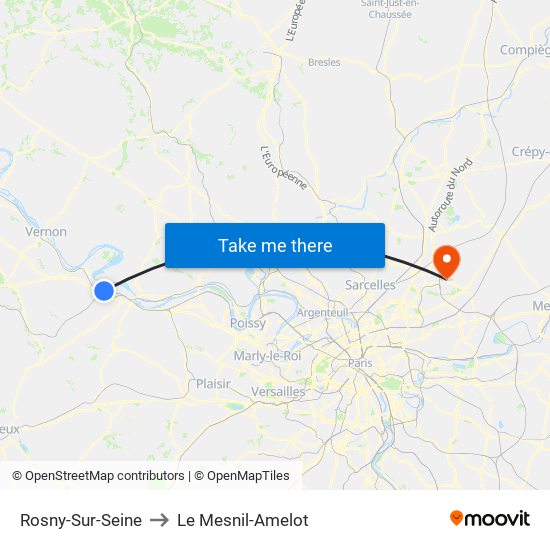 Rosny-Sur-Seine to Le Mesnil-Amelot map