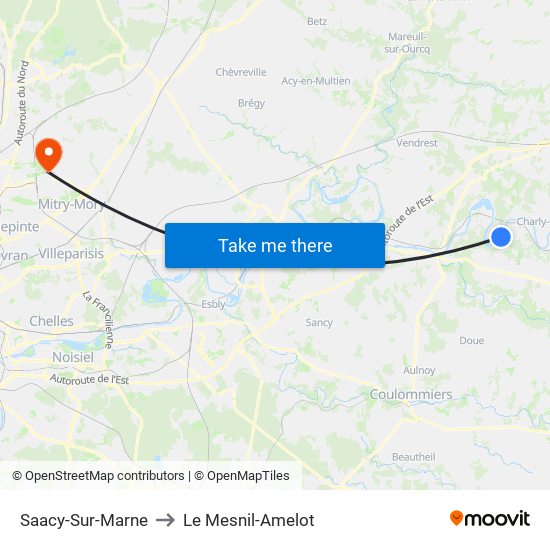 Saacy-Sur-Marne to Le Mesnil-Amelot map