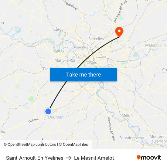 Saint-Arnoult-En-Yvelines to Le Mesnil-Amelot map