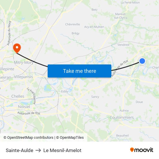 Sainte-Aulde to Le Mesnil-Amelot map