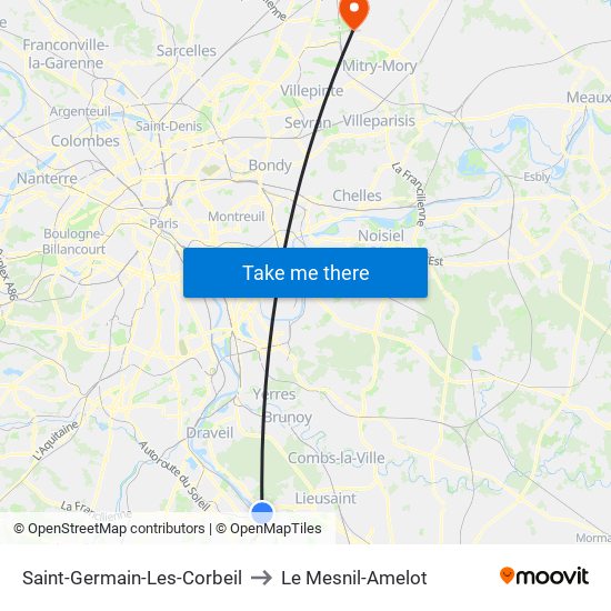 Saint-Germain-Les-Corbeil to Le Mesnil-Amelot map