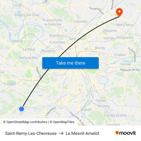 Saint-Remy-Les-Chevreuse to Le Mesnil-Amelot map