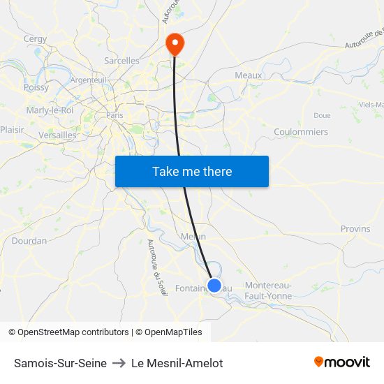 Samois-Sur-Seine to Le Mesnil-Amelot map