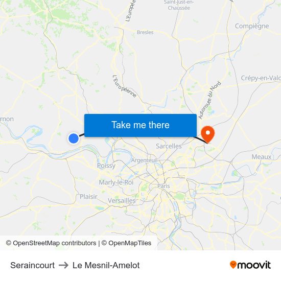 Seraincourt to Le Mesnil-Amelot map