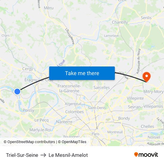 Triel-Sur-Seine to Le Mesnil-Amelot map