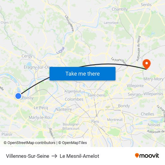 Villennes-Sur-Seine to Le Mesnil-Amelot map