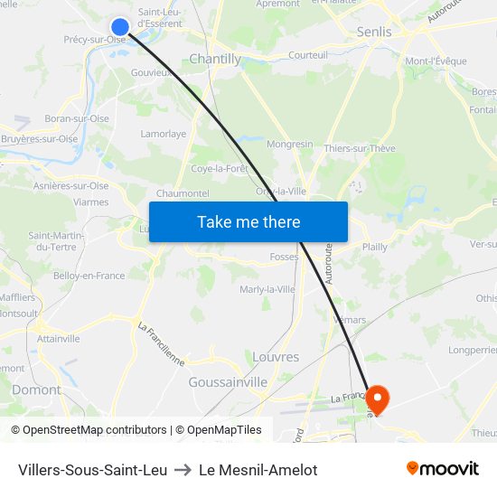 Villers-Sous-Saint-Leu to Le Mesnil-Amelot map