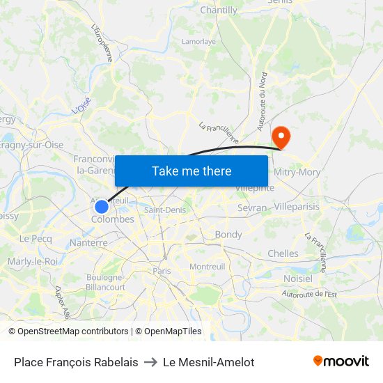 Place François Rabelais to Le Mesnil-Amelot map