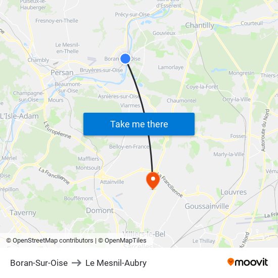 Boran-Sur-Oise to Le Mesnil-Aubry map