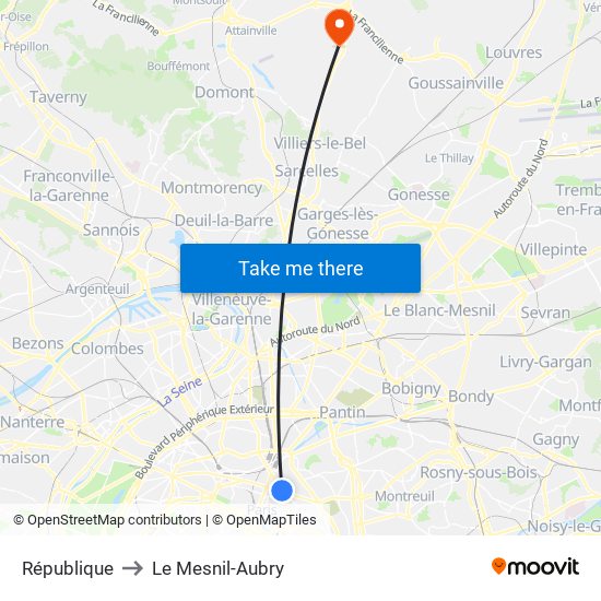 République to Le Mesnil-Aubry map