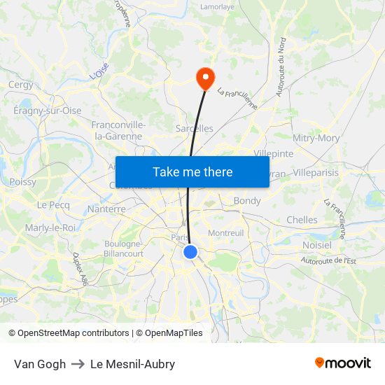 Van Gogh to Le Mesnil-Aubry map
