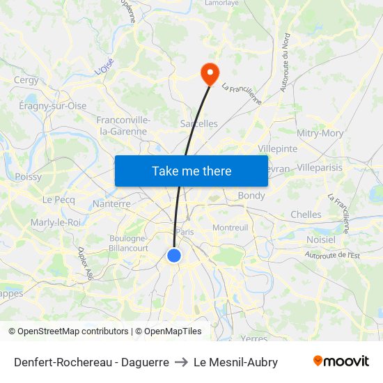 Denfert-Rochereau - Daguerre to Le Mesnil-Aubry map