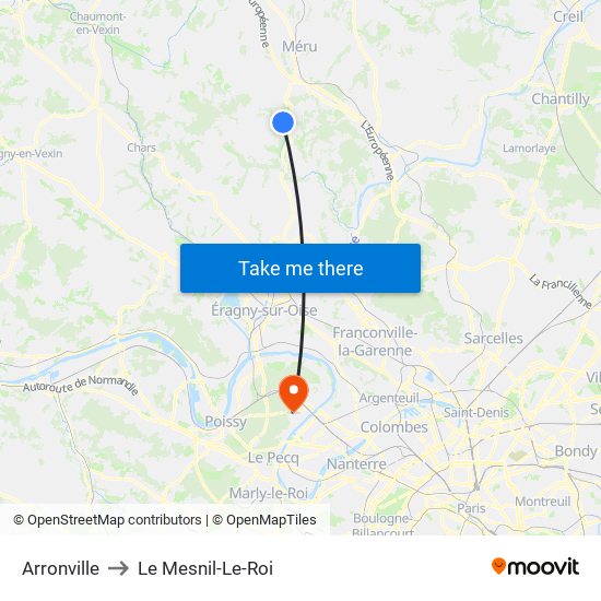 Arronville to Le Mesnil-Le-Roi map