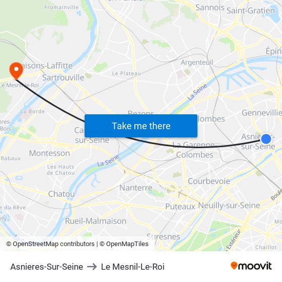 Asnieres-Sur-Seine to Le Mesnil-Le-Roi map