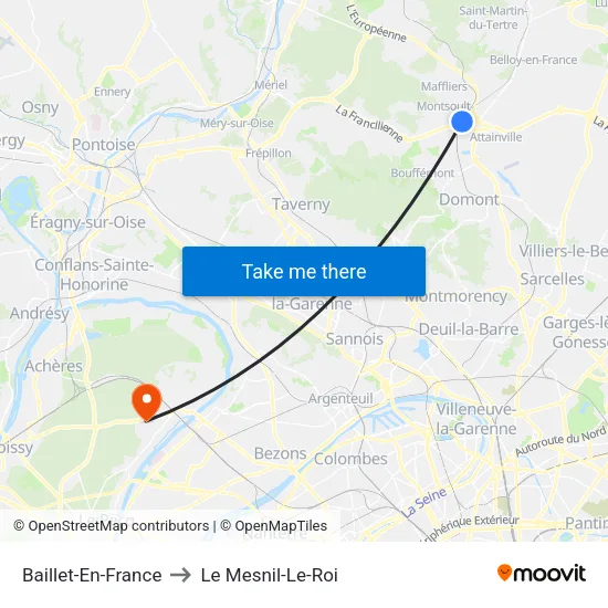 Baillet-En-France to Le Mesnil-Le-Roi map
