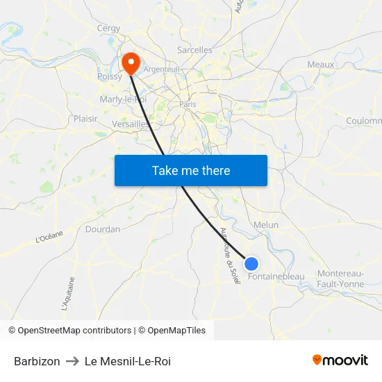 Barbizon to Le Mesnil-Le-Roi map