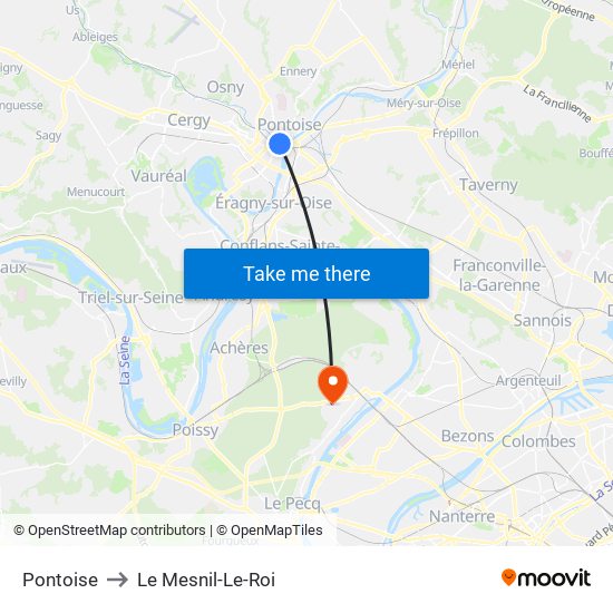 Pontoise to Le Mesnil-Le-Roi map
