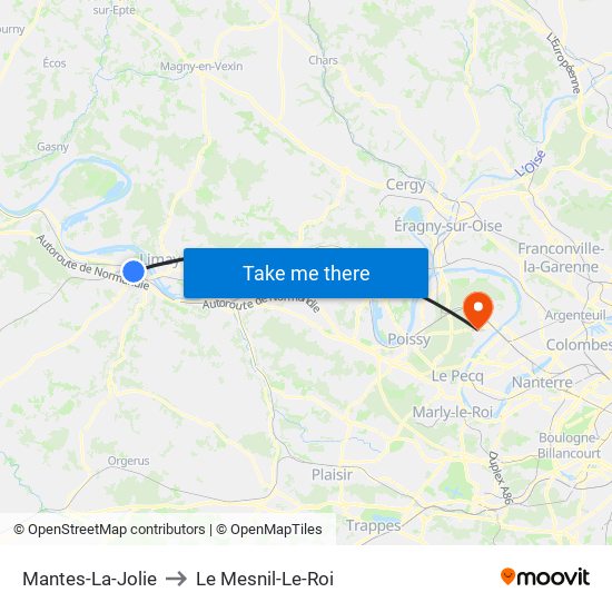 Mantes-La-Jolie to Le Mesnil-Le-Roi map