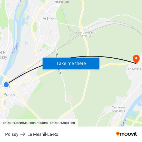 Poissy to Le Mesnil-Le-Roi map