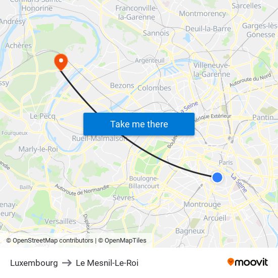 Luxembourg to Le Mesnil-Le-Roi map