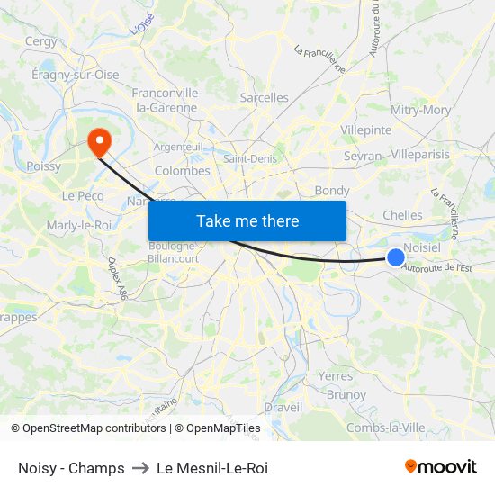 Noisy - Champs to Le Mesnil-Le-Roi map