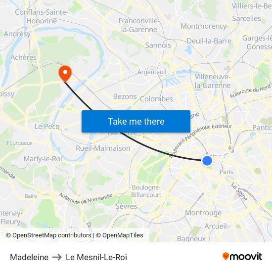 Madeleine to Le Mesnil-Le-Roi map