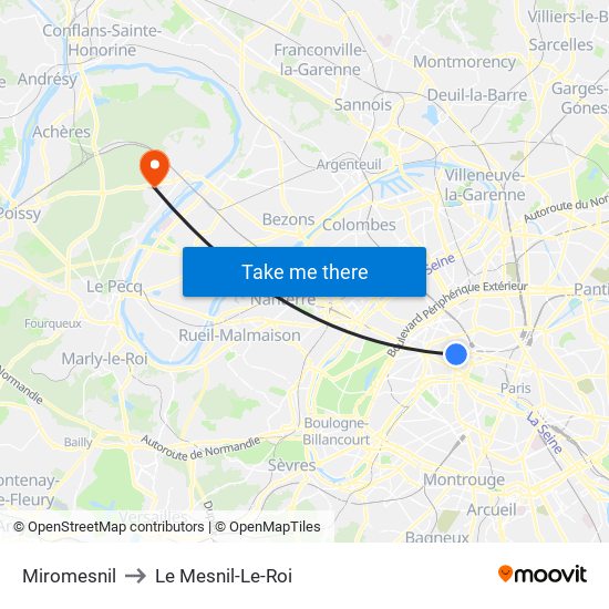 Miromesnil to Le Mesnil-Le-Roi map