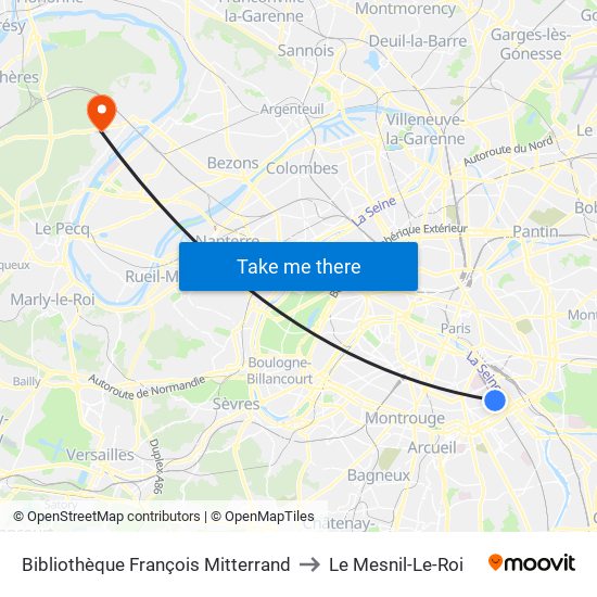 Bibliothèque François Mitterrand to Le Mesnil-Le-Roi map