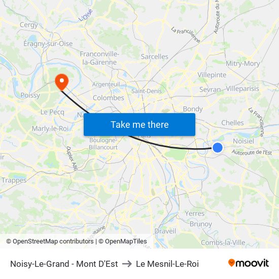 Noisy-Le-Grand - Mont D'Est to Le Mesnil-Le-Roi map