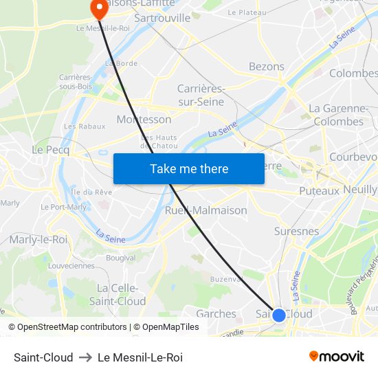 Saint-Cloud to Le Mesnil-Le-Roi map