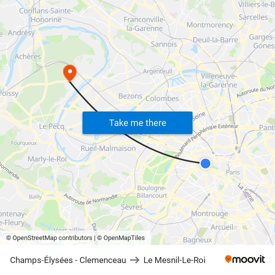 Champs-Élysées - Clemenceau to Le Mesnil-Le-Roi map