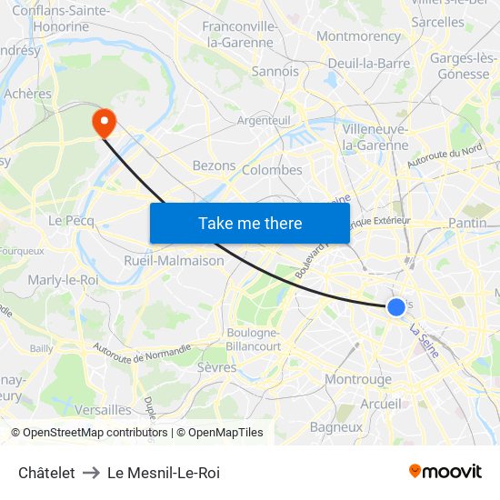 Châtelet to Le Mesnil-Le-Roi map