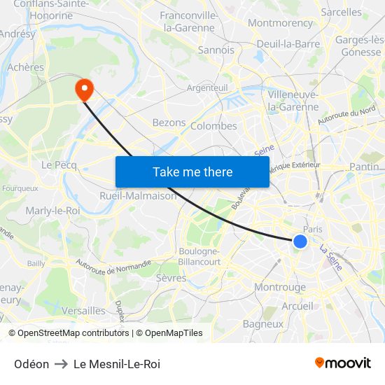Odéon to Le Mesnil-Le-Roi map