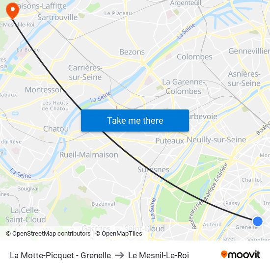 La Motte-Picquet - Grenelle to Le Mesnil-Le-Roi map