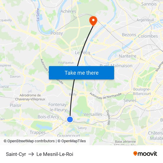 Saint-Cyr to Le Mesnil-Le-Roi map