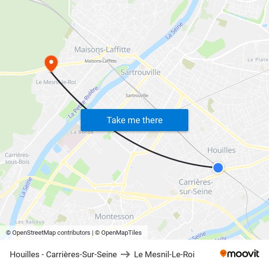 Houilles - Carrières-Sur-Seine to Le Mesnil-Le-Roi map