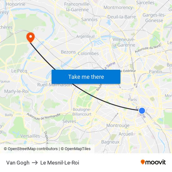 Van Gogh to Le Mesnil-Le-Roi map