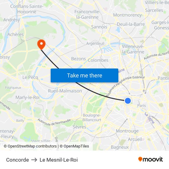 Concorde to Le Mesnil-Le-Roi map