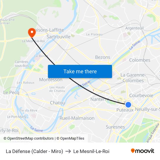 La Défense (Calder - Miro) to Le Mesnil-Le-Roi map