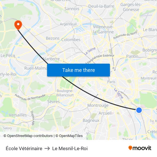 École Vétérinaire to Le Mesnil-Le-Roi map