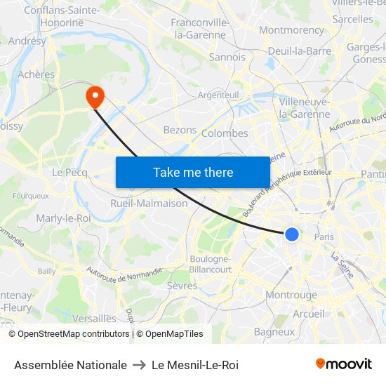 Assemblée Nationale to Le Mesnil-Le-Roi map