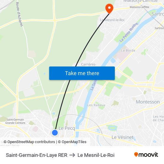 Saint-Germain-En-Laye RER to Le Mesnil-Le-Roi map