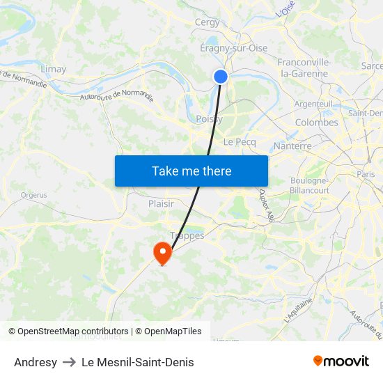 Andresy to Le Mesnil-Saint-Denis map
